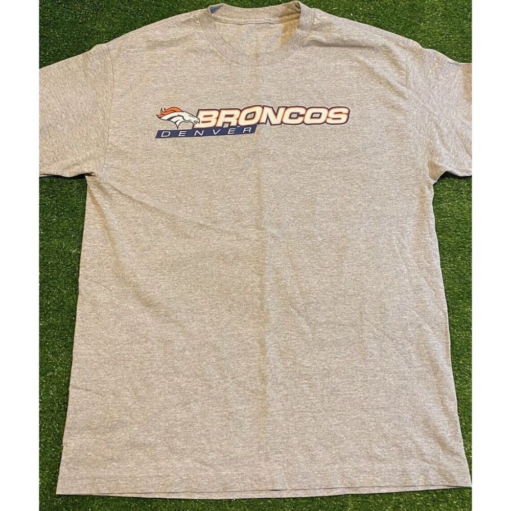 Denver Broncos shirt mens large gray vintage Y2K football nfl short sleeve 31